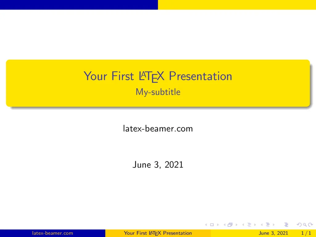 Add subtitle to title page latex presentation