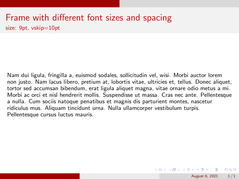 How To Change The Font Size On A Given Frame LaTeX Beamer
